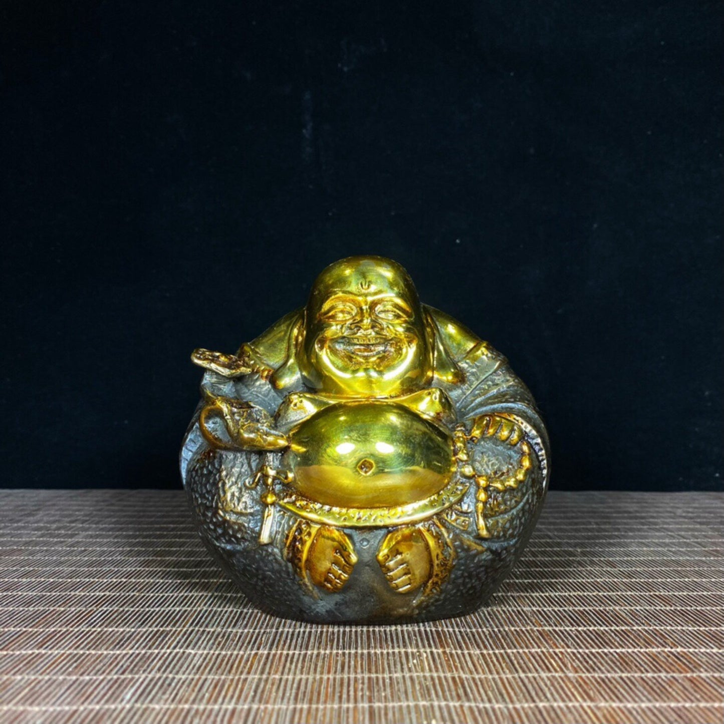 Chinese antique pure copper belly Maitreya Buddha