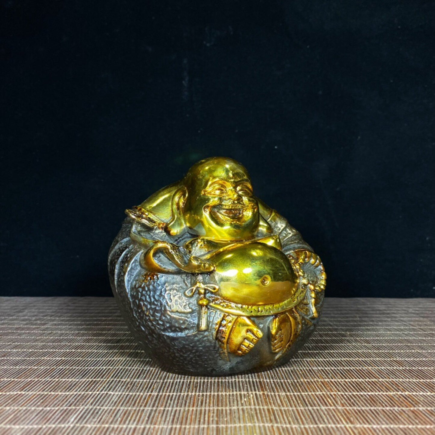 Chinese antique pure copper belly Maitreya Buddha