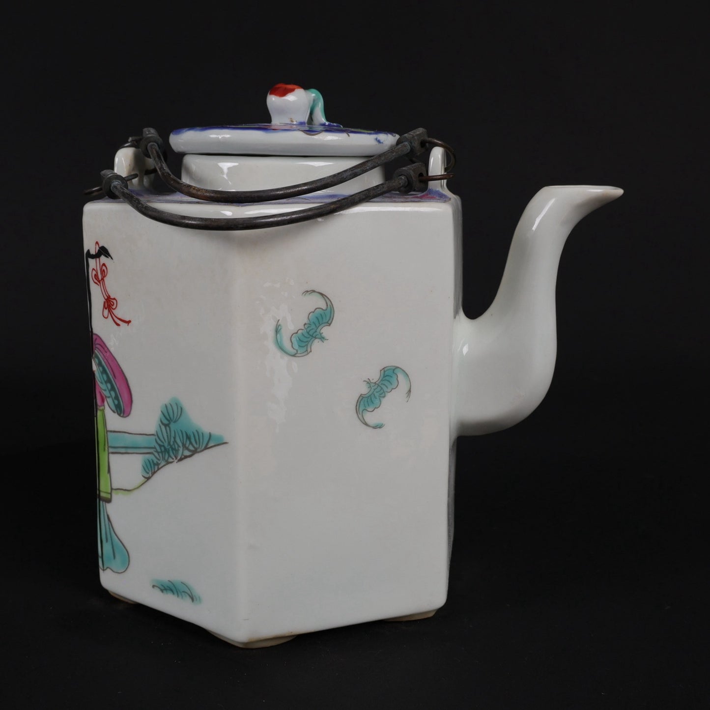 Pink Lucky, Longevity, and Three Star Pattern Hexagonal Qiao Liang Pot