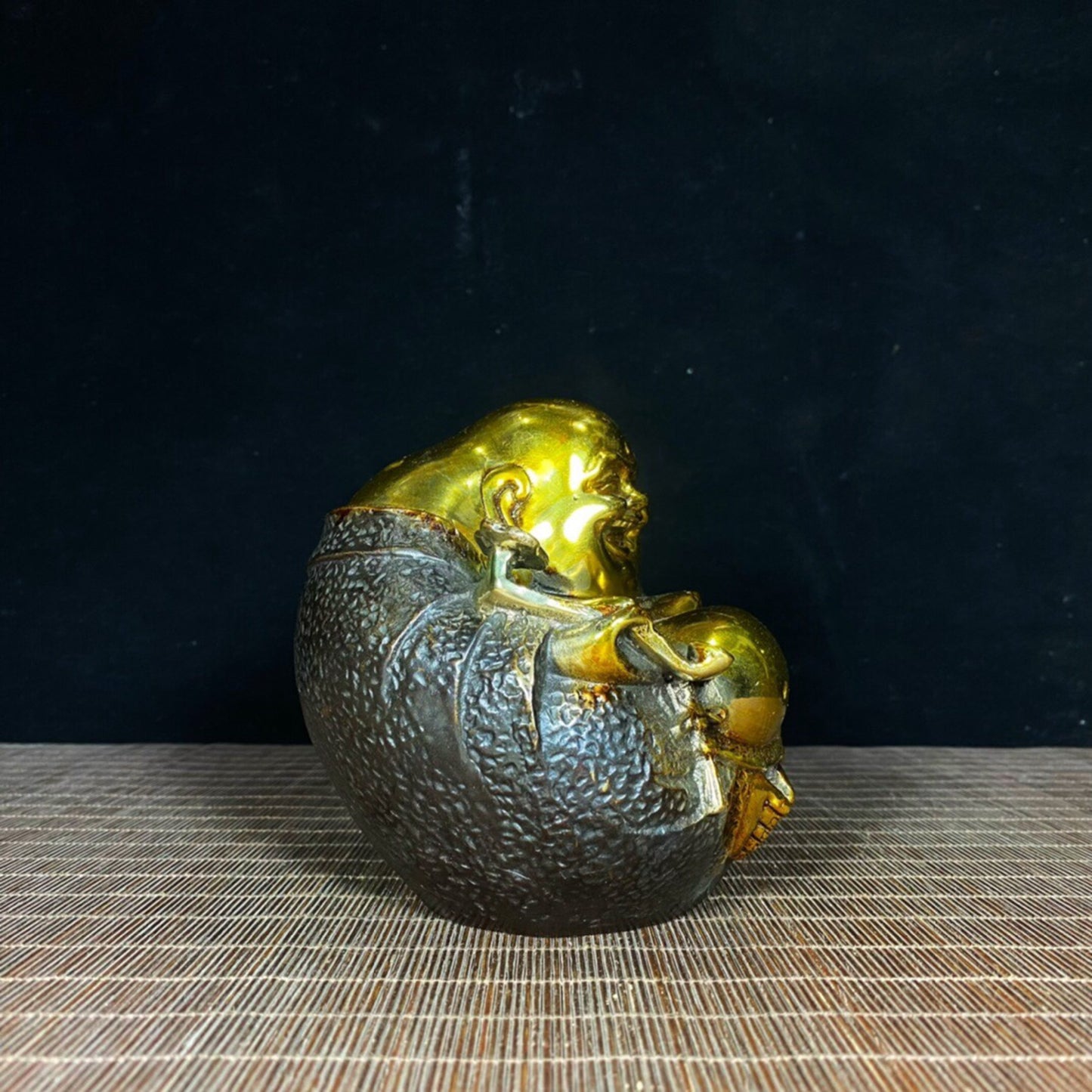Chinese antique pure copper belly Maitreya Buddha
