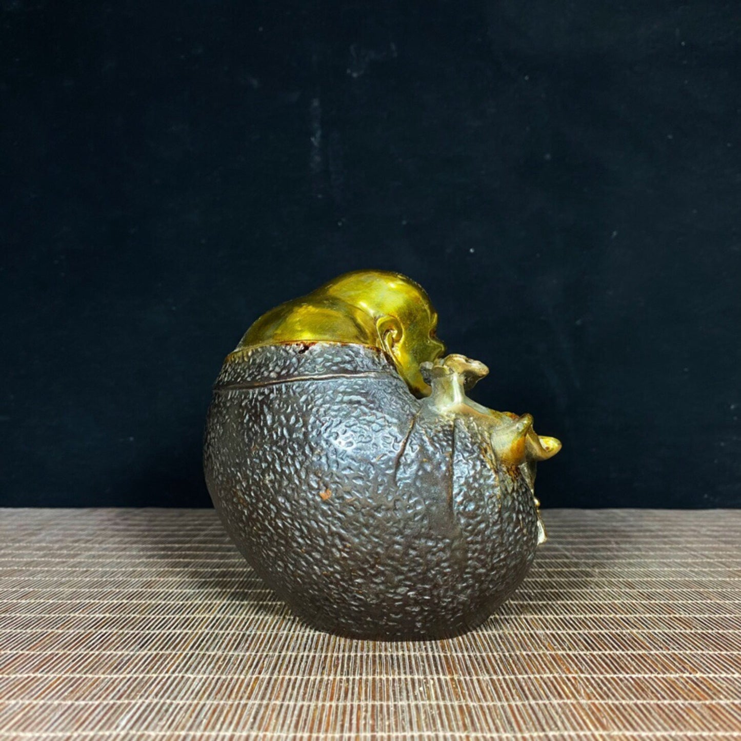 Chinese antique pure copper belly Maitreya Buddha
