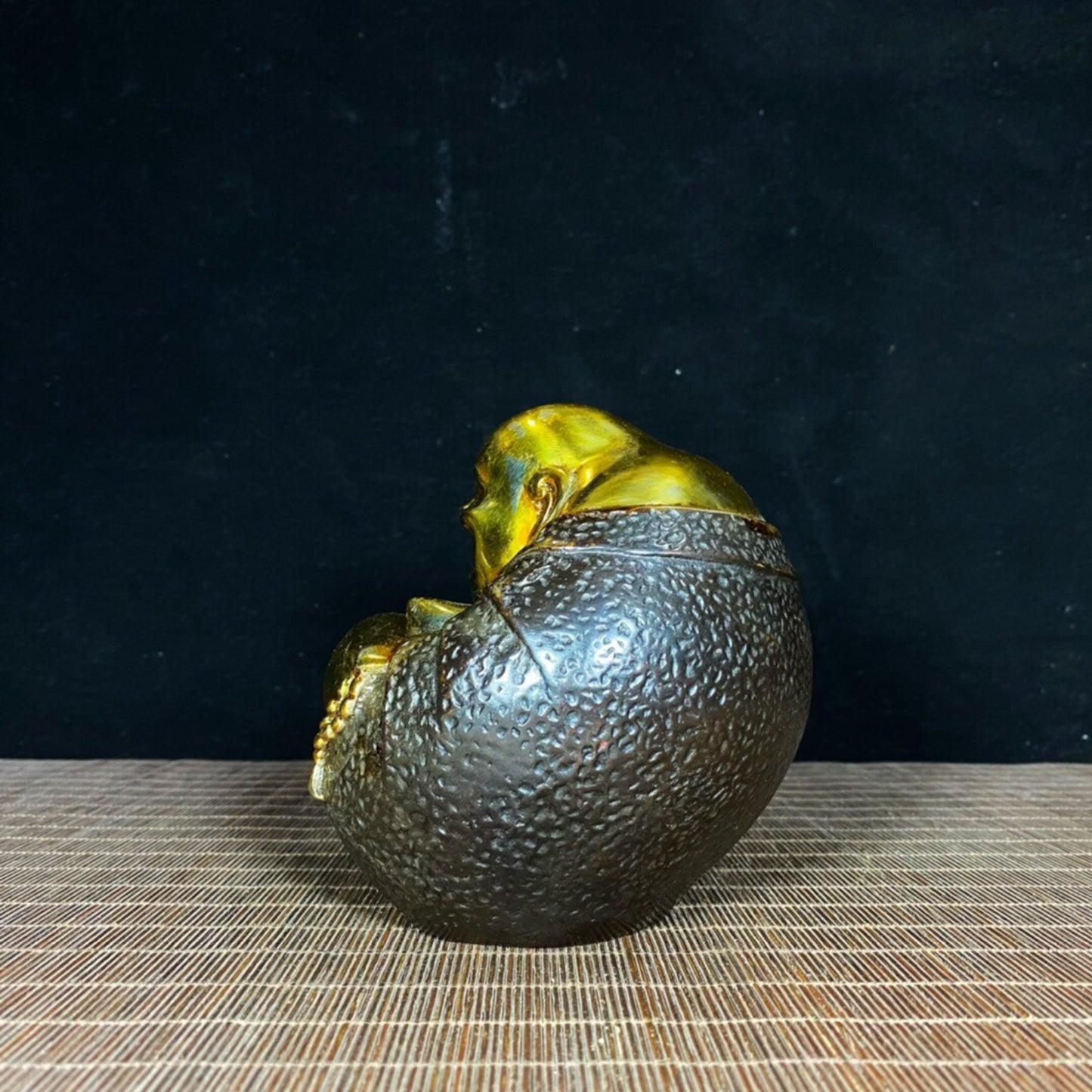 Chinese antique pure copper belly Maitreya Buddha