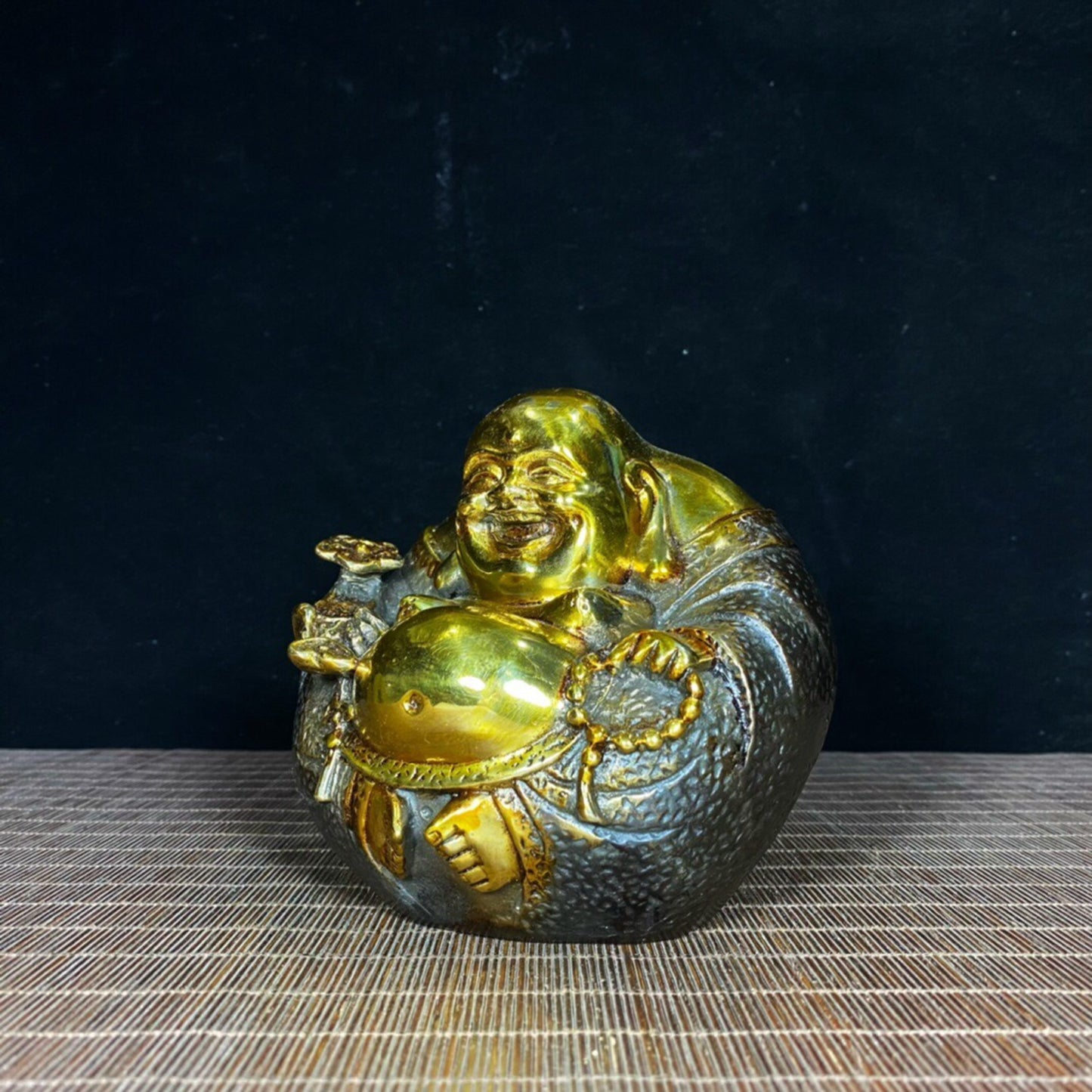 Chinese antique pure copper belly Maitreya Buddha