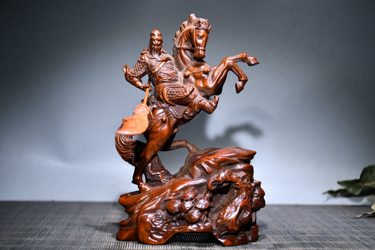 Huangyang wood horse riding Guan Gong ornament