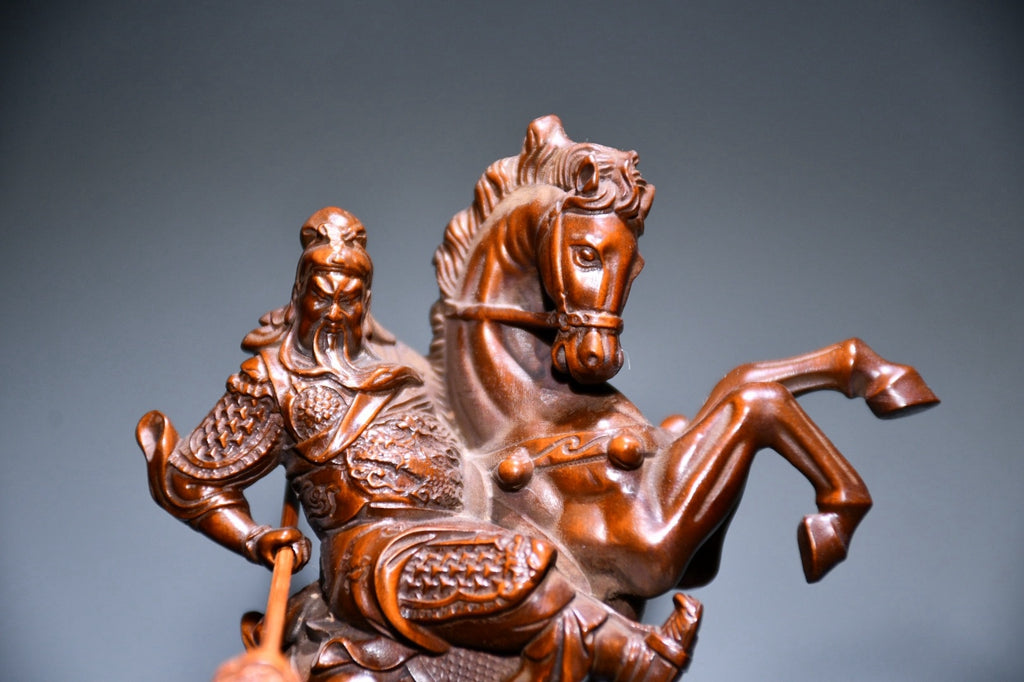Huangyang wood horse riding Guan Gong ornament
