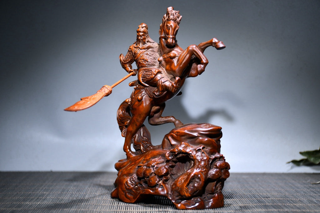 Huangyang wood horse riding Guan Gong ornament