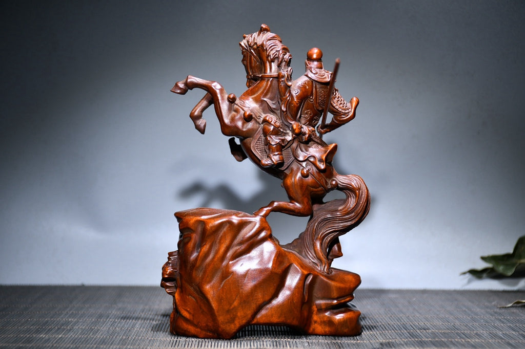 Huangyang wood horse riding Guan Gong ornament