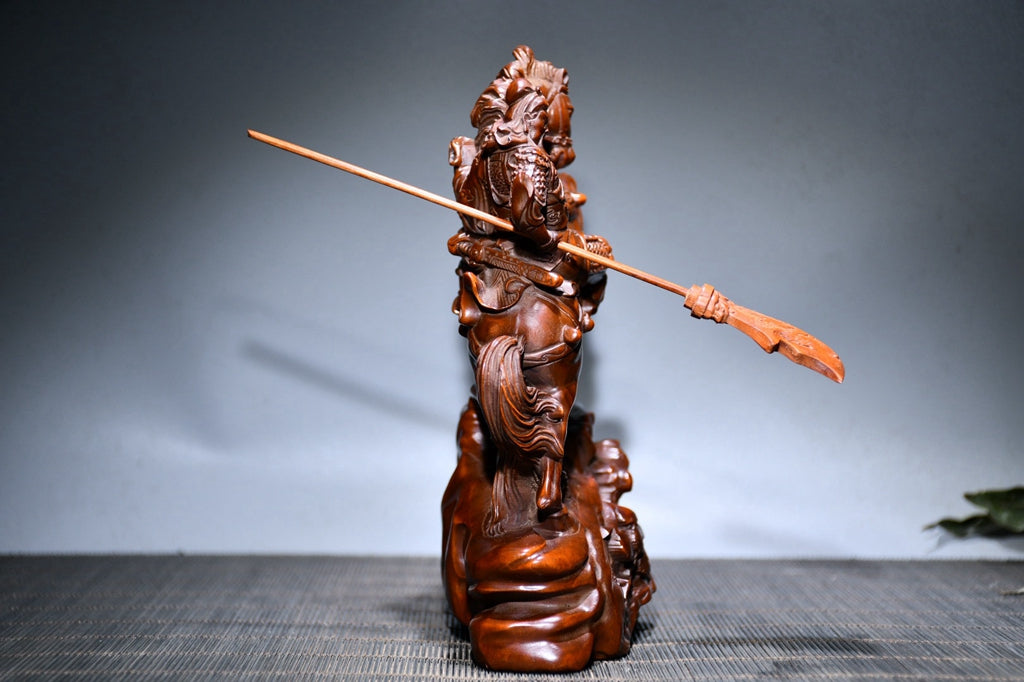 Huangyang wood horse riding Guan Gong ornament