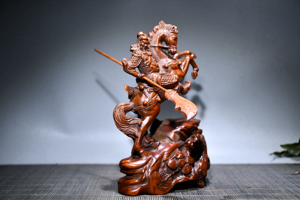 Huangyang wood horse riding Guan Gong ornament