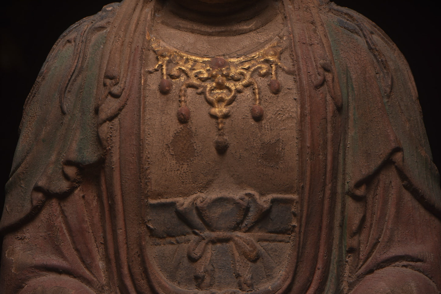 Old wood carving, Bodhisattva statue