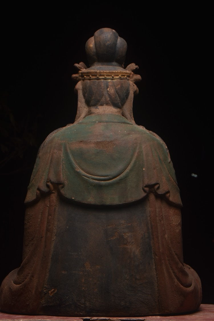 Old wood carving, Bodhisattva statue