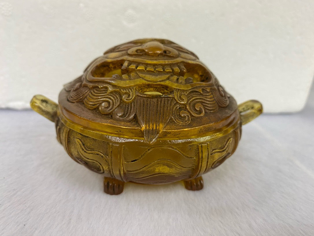 Chinese Antique Glass Gluttony Pattern Aromatherapy Stove