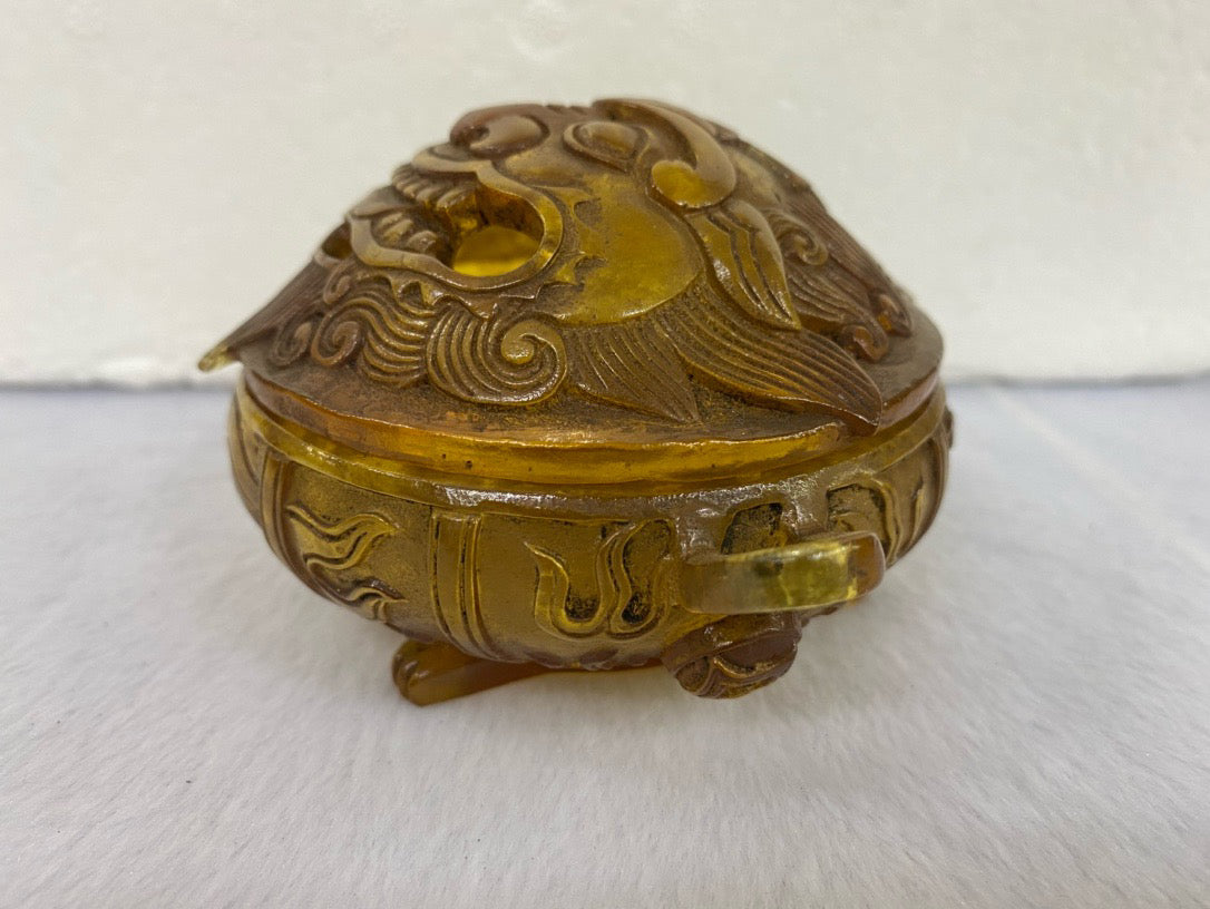 Chinese Antique Glass Gluttony Pattern Aromatherapy Stove