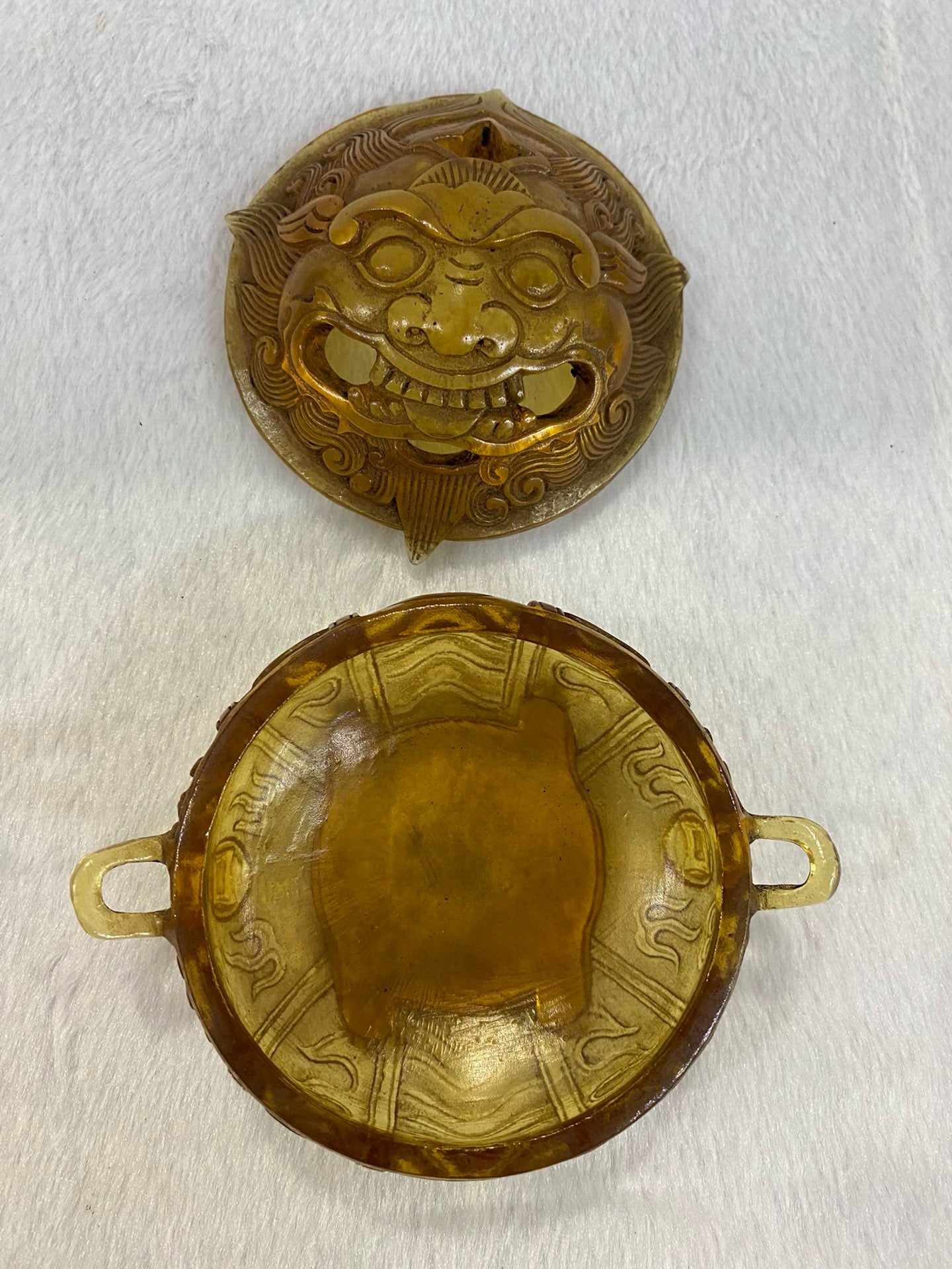Chinese Antique Glass Gluttony Pattern Aromatherapy Stove