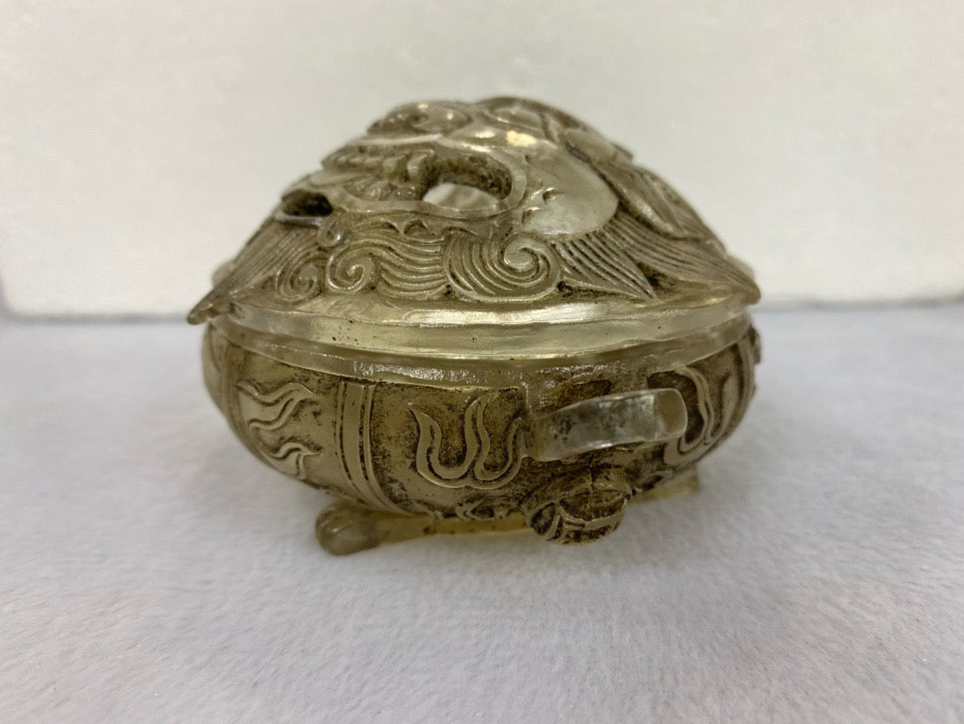 Chinese Antique Glass Gluttony Pattern Aromatherapy Stove