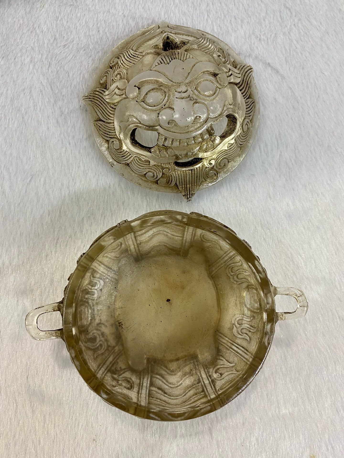 Chinese Antique Glass Gluttony Pattern Aromatherapy Stove