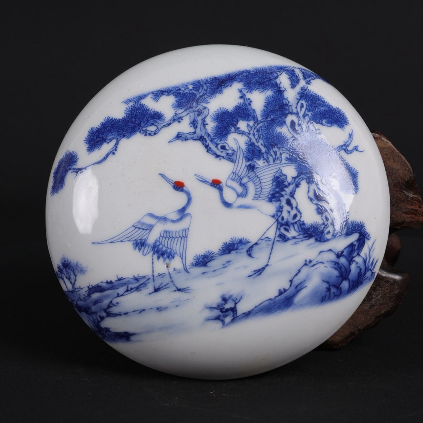 Blue and white pine and crane welcoming spring patterned small printing box