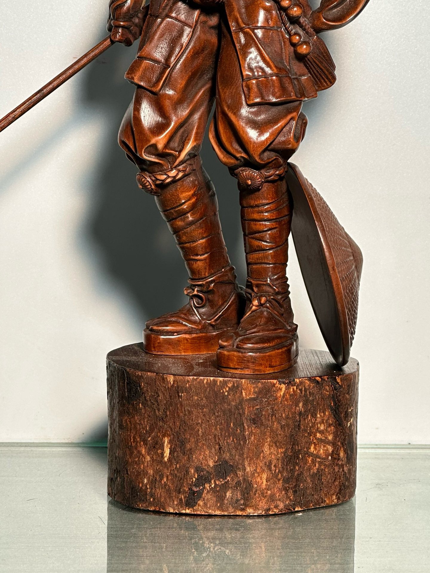 Chinese antique boxwood warrior monk