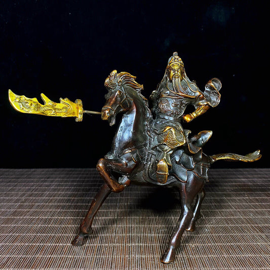 Chinese antique pure copper warhorse Guan Gong
