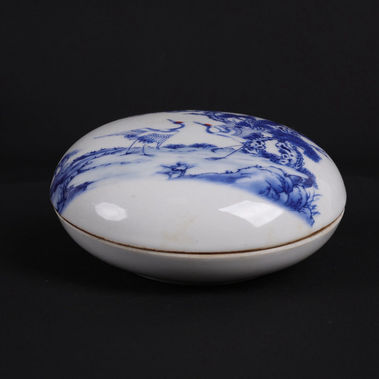 Blue and white pine and crane welcoming spring patterned small printing box