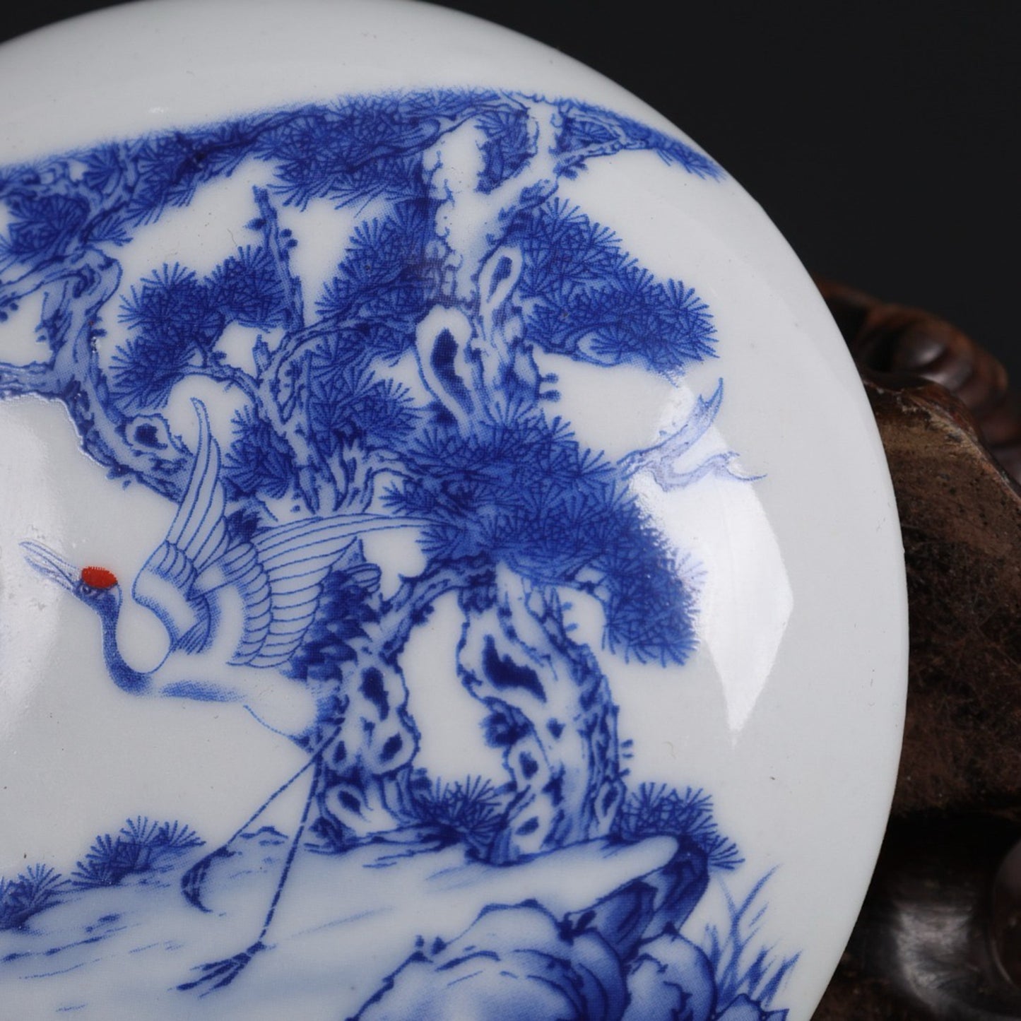 Blue and white pine and crane welcoming spring patterned small printing box