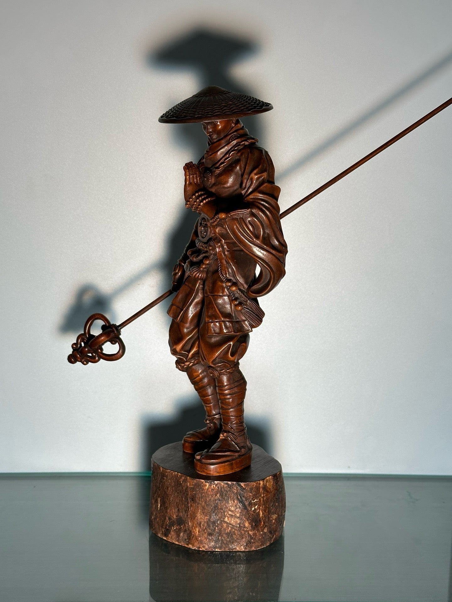 Chinese antique boxwood warrior monk