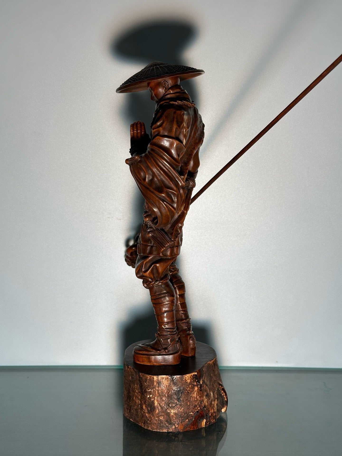 Chinese antique boxwood warrior monk