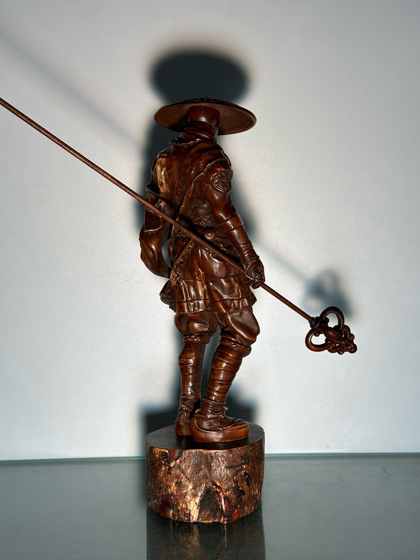 Chinese antique boxwood warrior monk