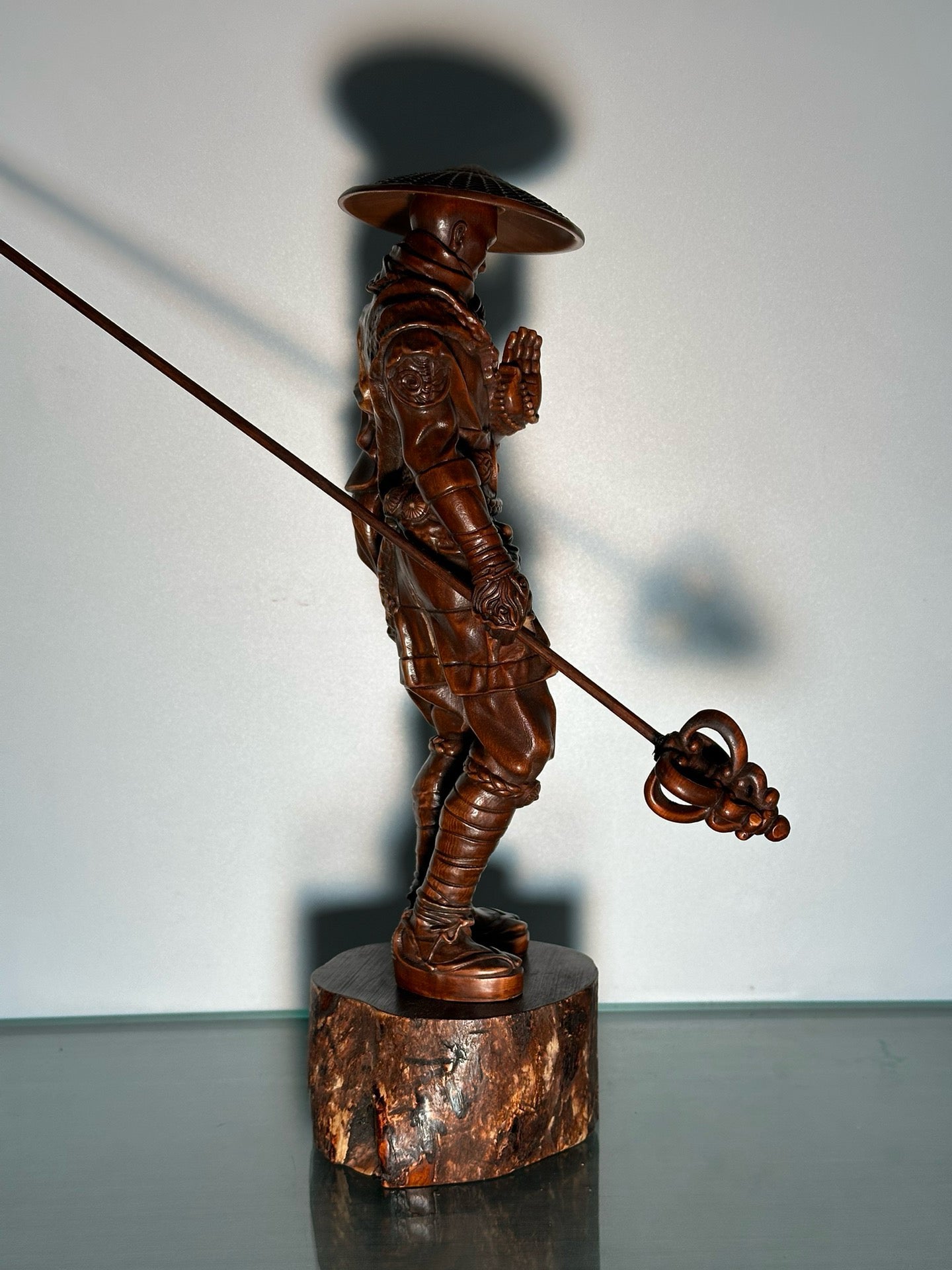 Chinese antique boxwood warrior monk