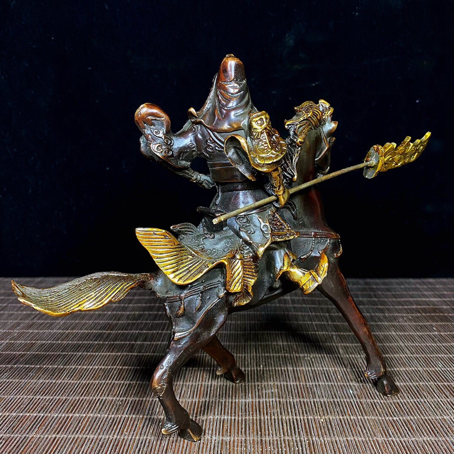 Chinese antique pure copper warhorse Guan Gong