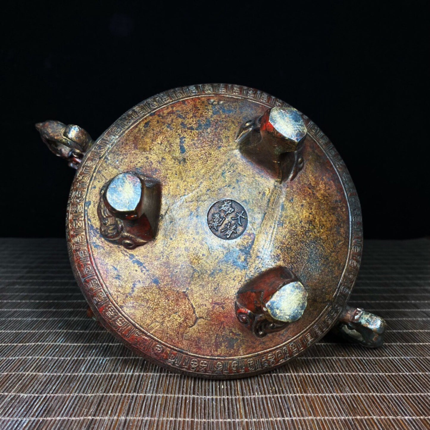 Chinese antique pure copper hundred blessings and longevity character incense burner
