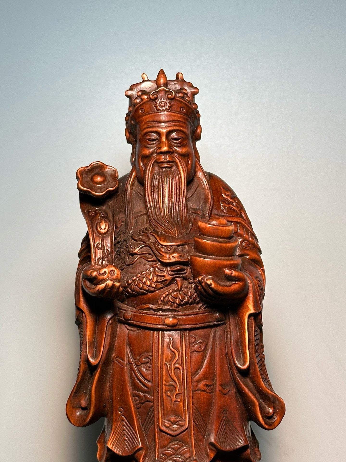 Chinese antique boxwood god of wealth