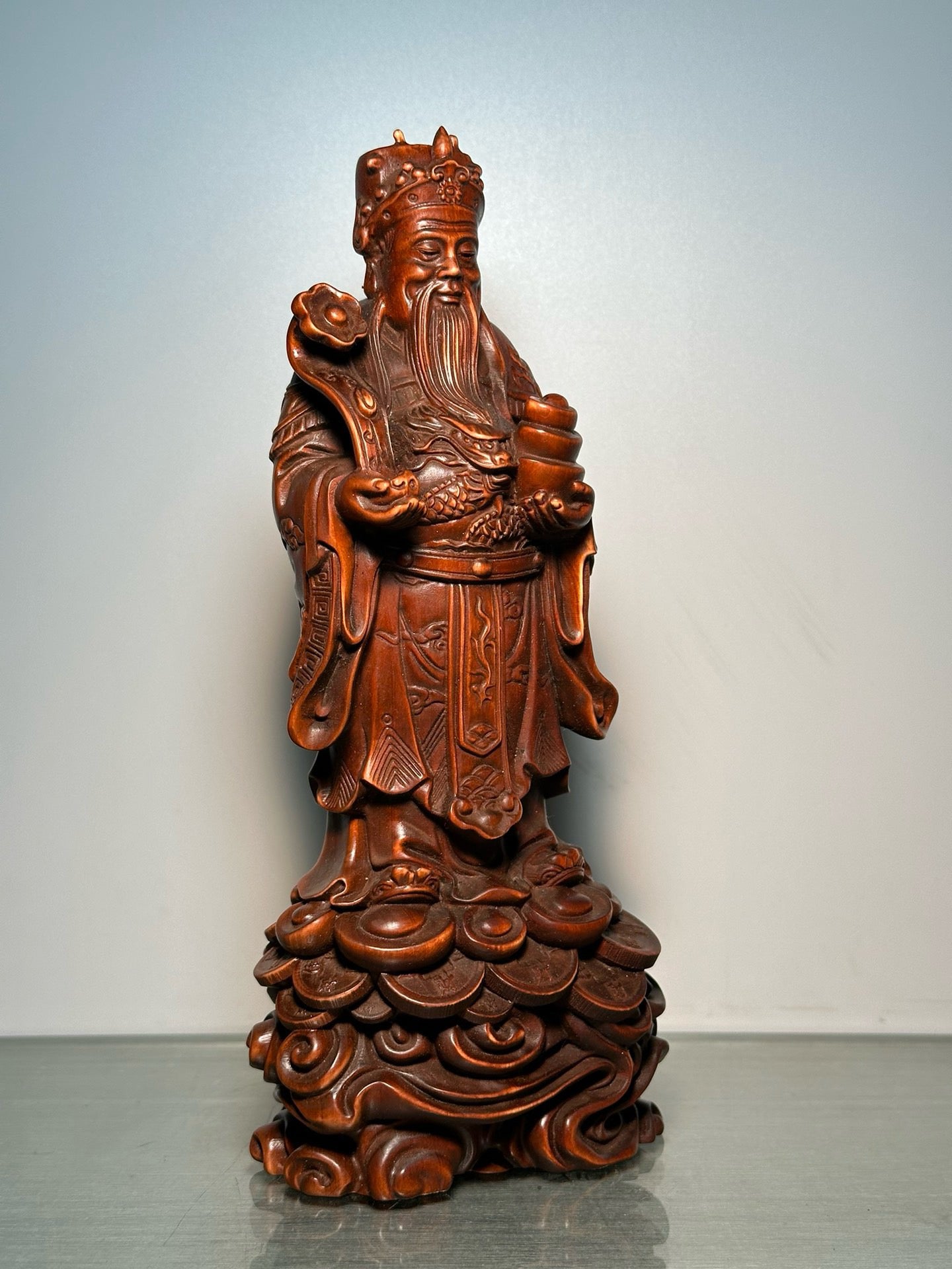 Chinese antique boxwood god of wealth