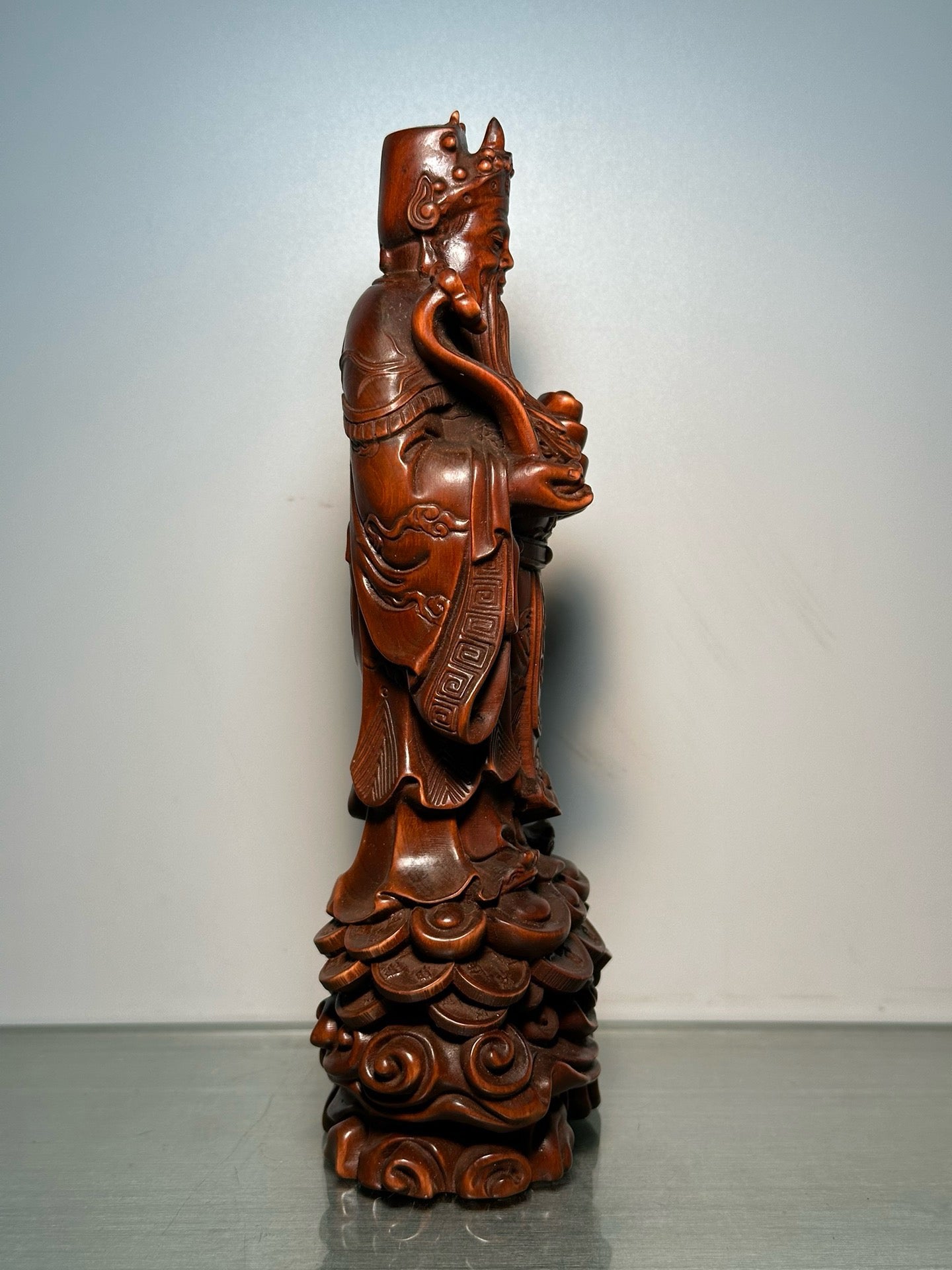 Chinese antique boxwood god of wealth