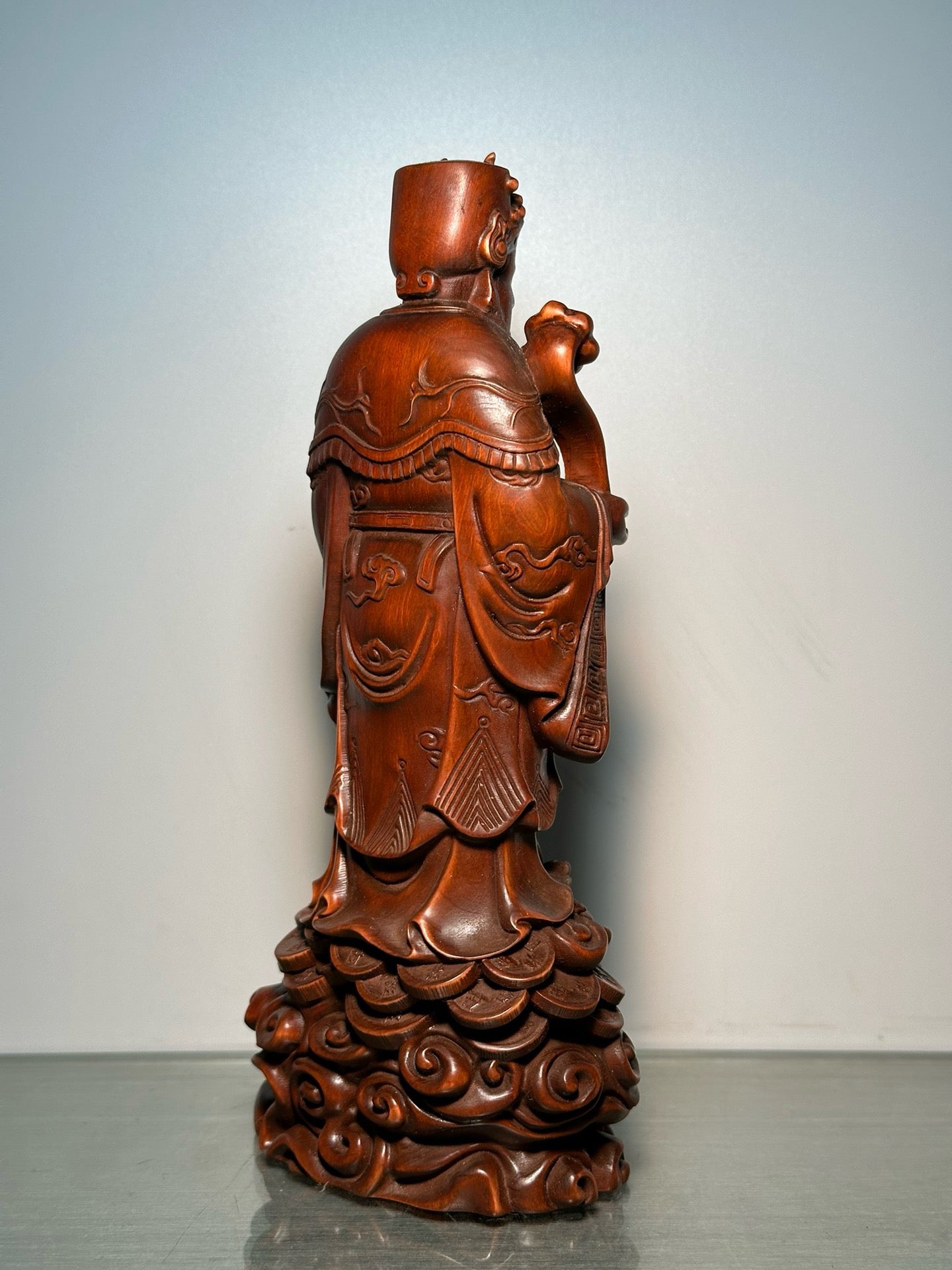 Chinese antique boxwood god of wealth