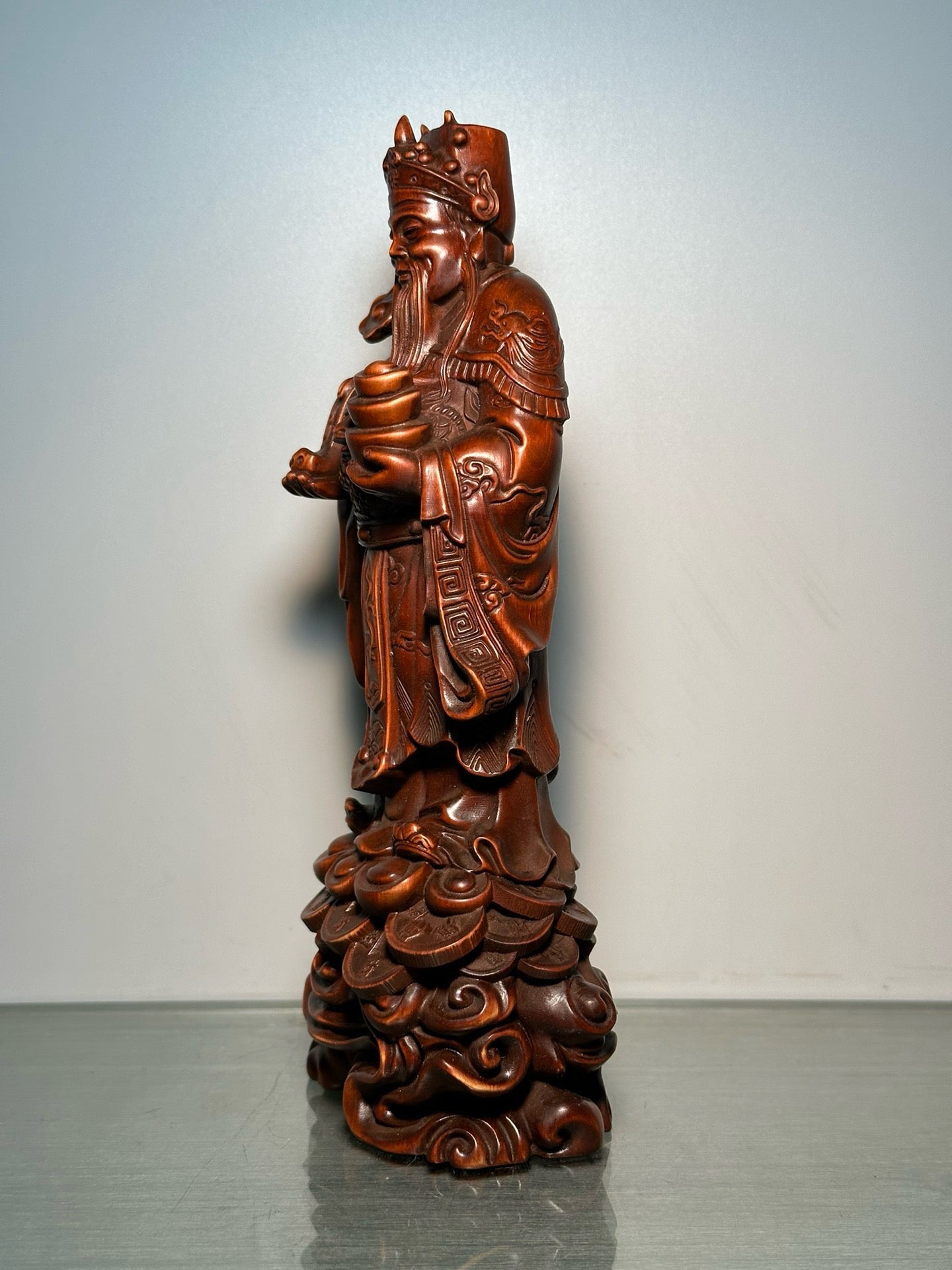 Chinese antique boxwood god of wealth