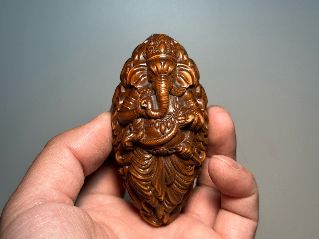 Chinese antique boxwood elephant god