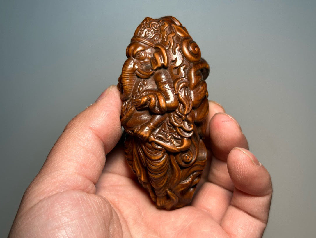 Chinese antique boxwood elephant god