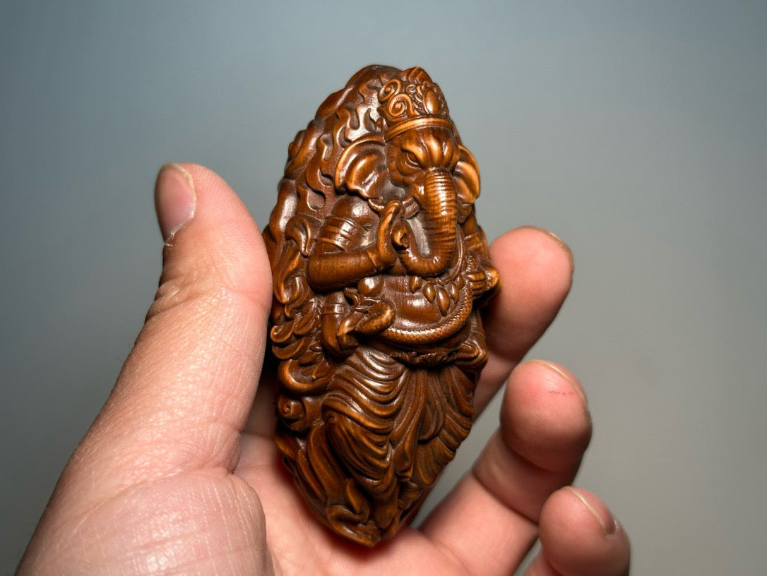 Chinese antique boxwood elephant god