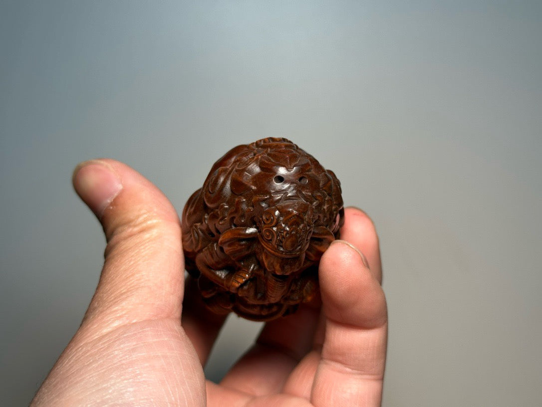 Chinese antique boxwood elephant god