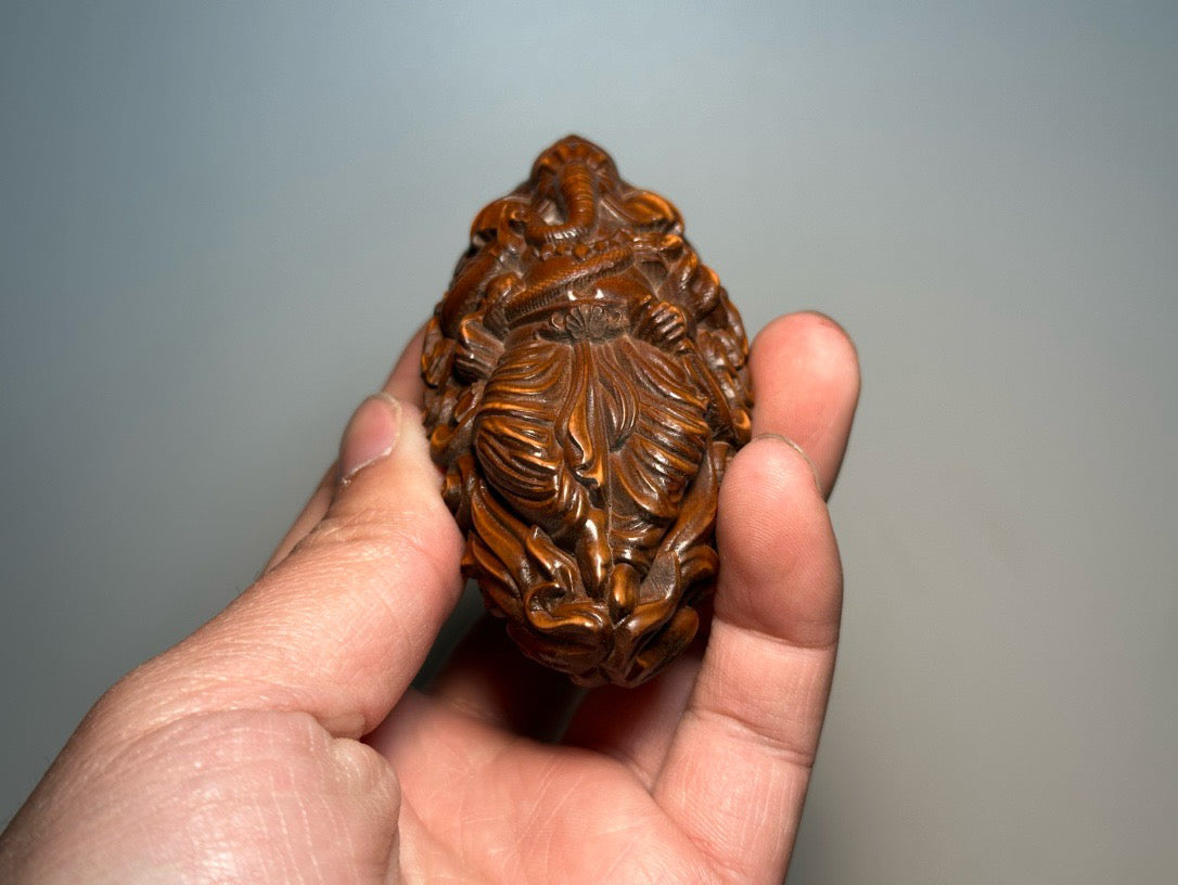 Chinese antique boxwood elephant god