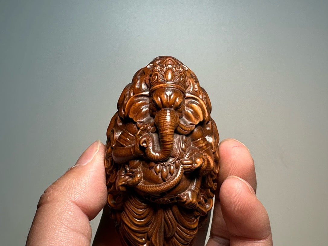 Chinese antique boxwood elephant god