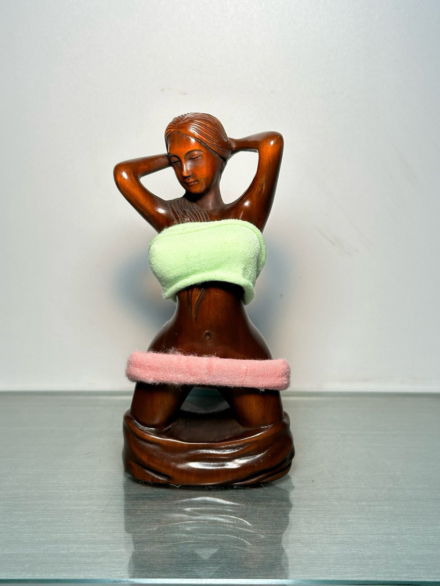 Chinese antique boxwood kneeling beauty