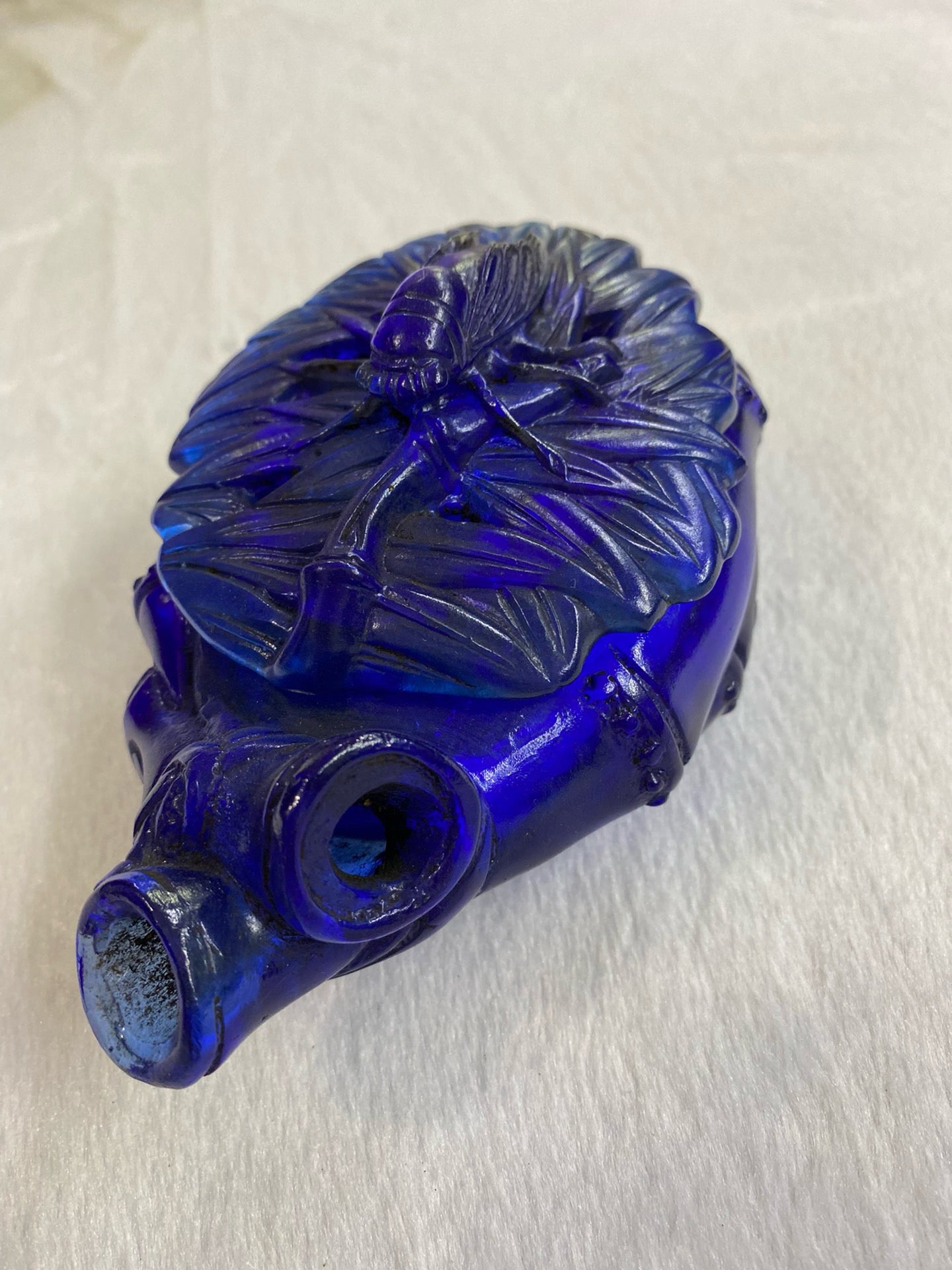 Chinese antique bamboo joint shaped old glass brush wash