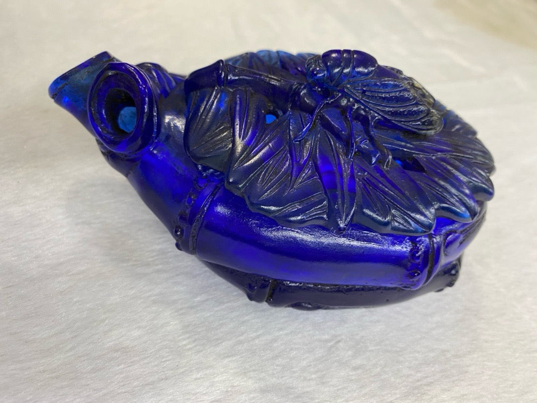 Chinese antique bamboo joint shaped old glass brush wash