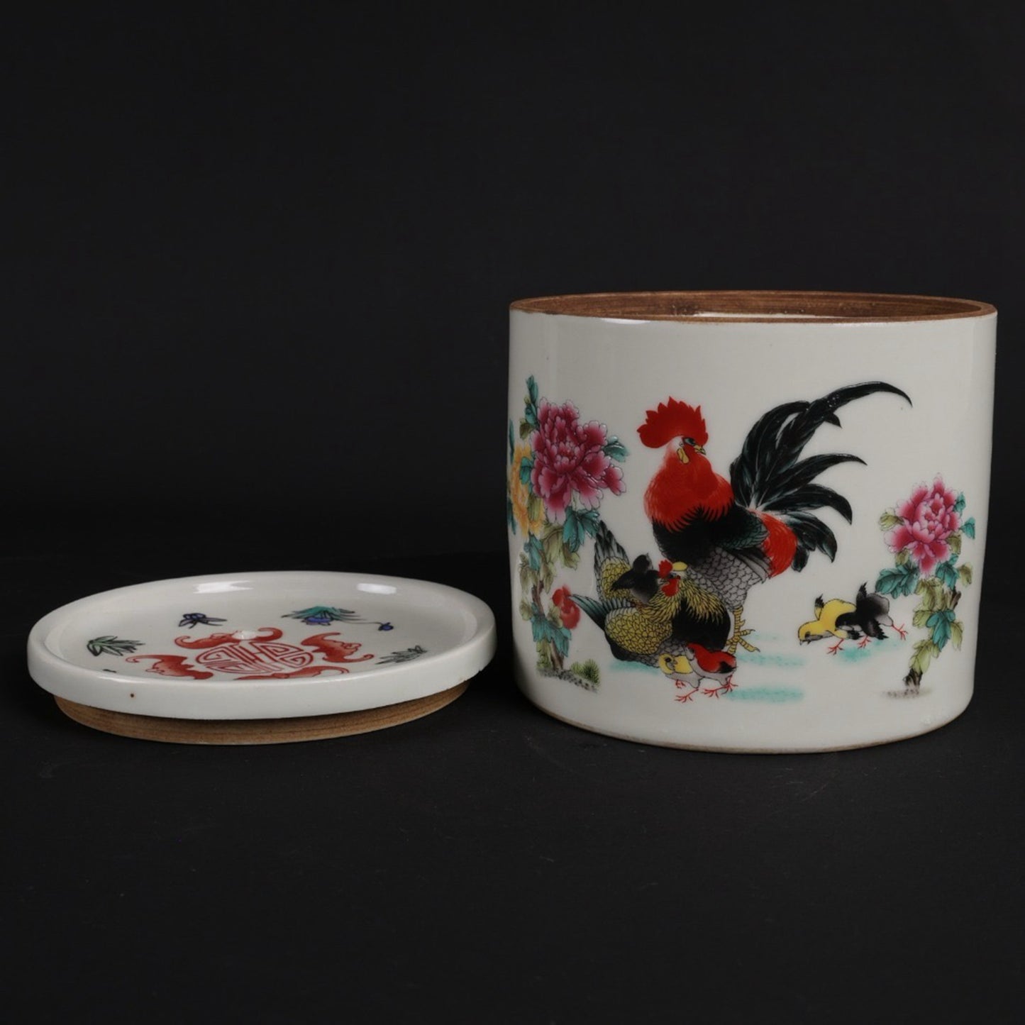 Pink family portrait pattern cricket jar