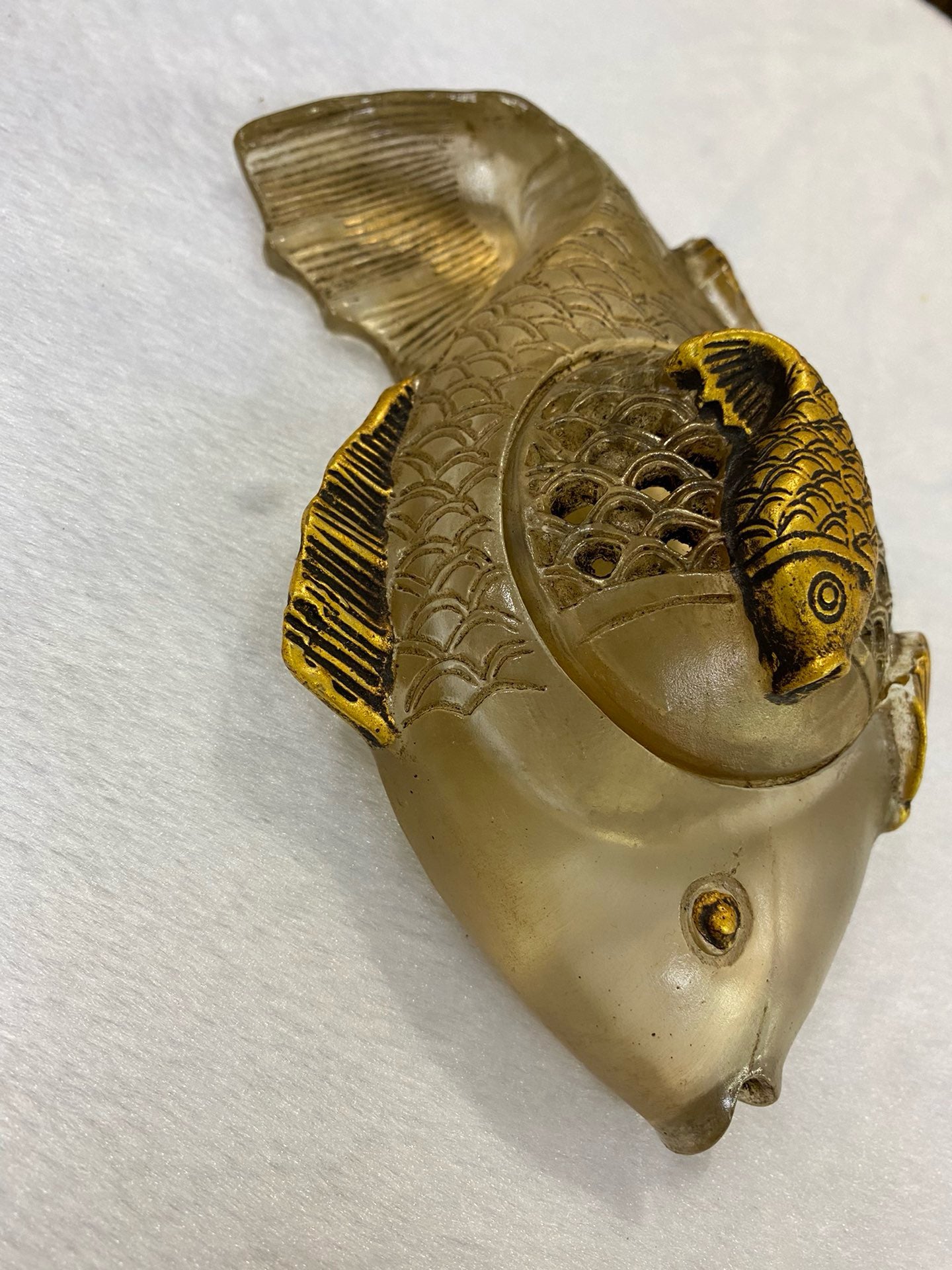 Chinese antique glass fish shaped pen wash