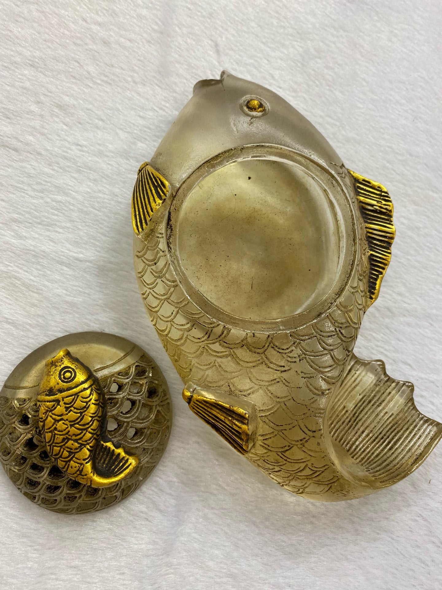 Chinese antique glass fish shaped pen wash