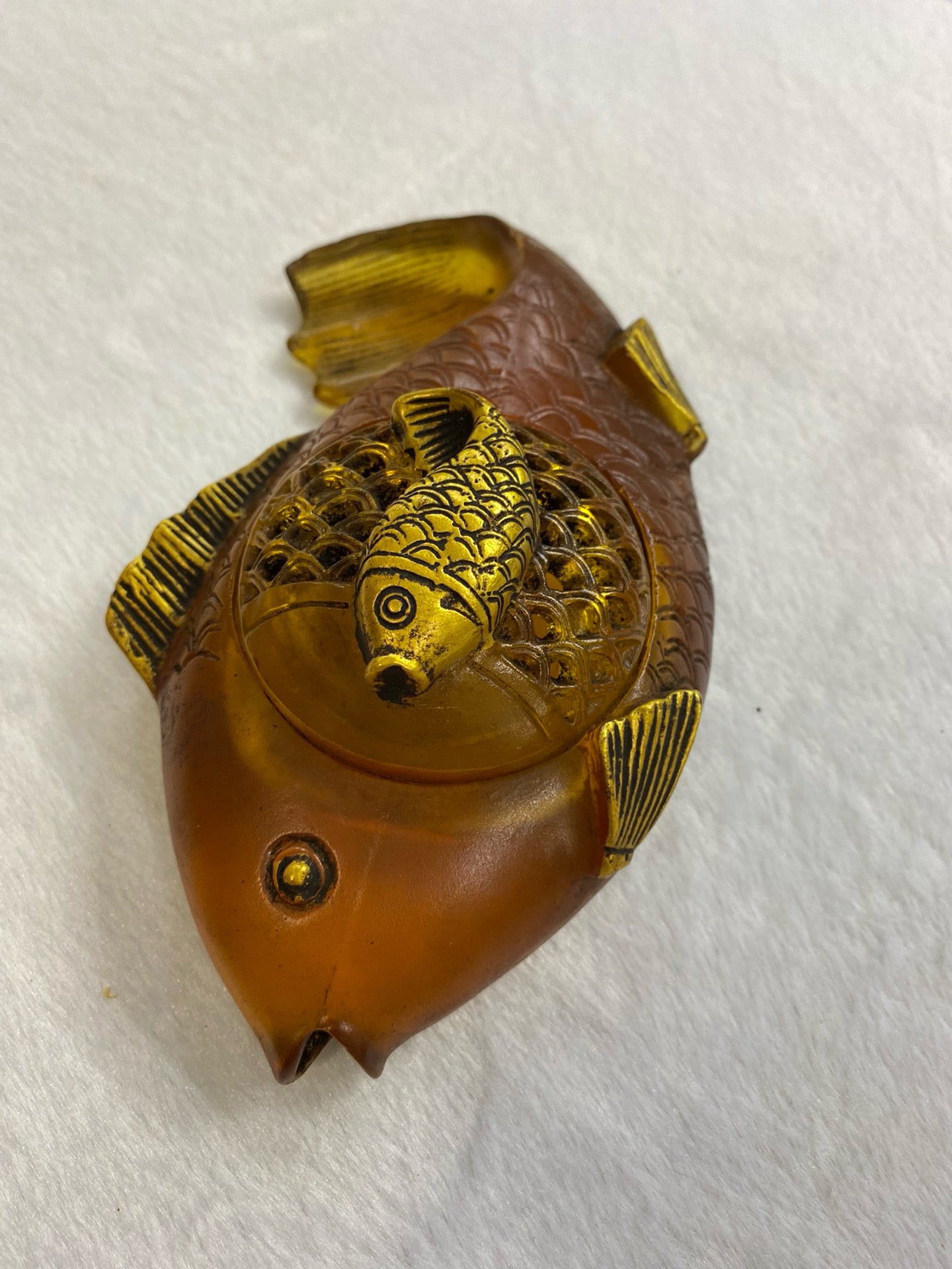 Chinese antique glass fish shaped pen wash