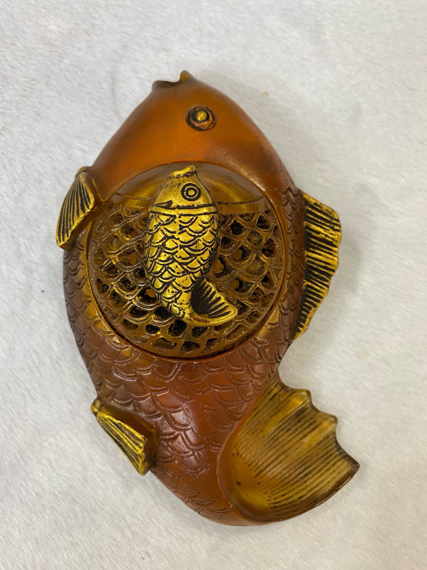 Chinese antique glass fish shaped pen wash